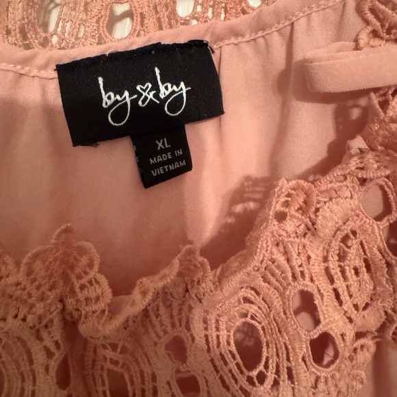 by & by Pink Crochet Trim Blouse - Picture 2 of 3